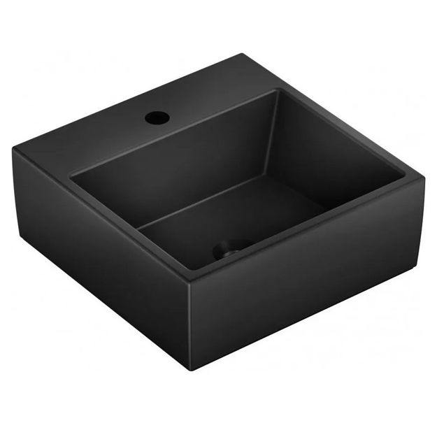 Imagen de Bacha de apoyo cuadrada 41 cm c/mesa negro mate Celite