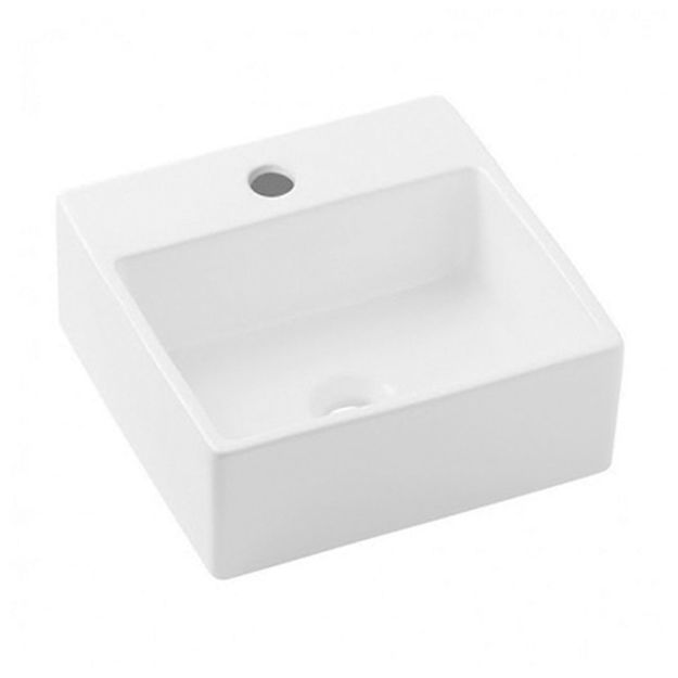 Imagen de Bacha de apoyo cuadrada 35 cm c/mesa Blanco Celite