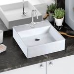 Imagen de Bacha de apoyo cuadrada 35 cm c/mesa Blanco Celite