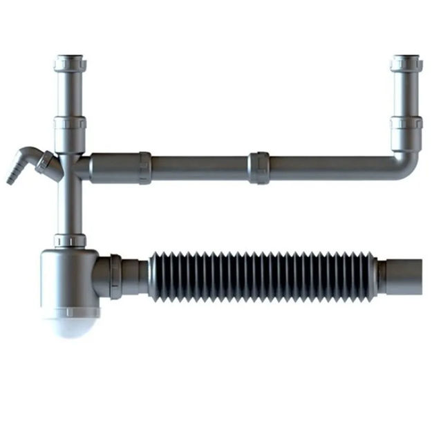 Imagen de Sifón botella doble con tuerca gris Inplast