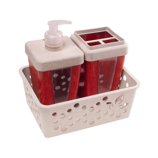 Imagen de Juego baño dispensador y vaso Evo Terracota