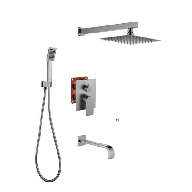 Imagen de Grifería de ducha Monocomando de embutir con Transferencia Loft Gris Satinado