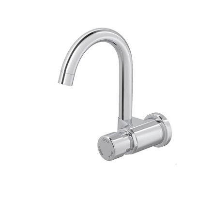 Imagen de Grifería de lavatorio temporizado alta de pared Decamatic Eco cromo Brillante