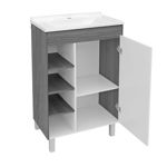 Imagen de Mueble de baño de pie Sophia Etna 60 cm bacha de resina natural y espejo con botiquín