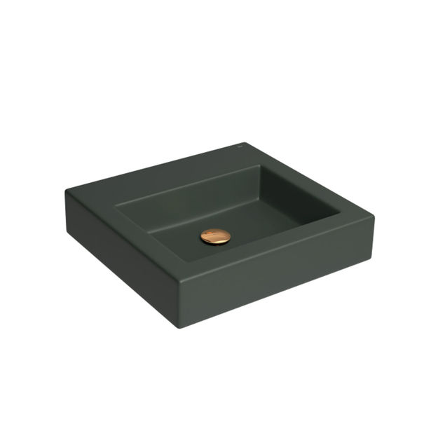 Imagen de Bacha de apoyo cuadrada 45 cm c/mesa verde mate Deca