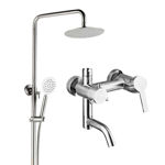 Imagen de Barral de ducha Monocomando Exterior con transferencia Milano Gris Satinado