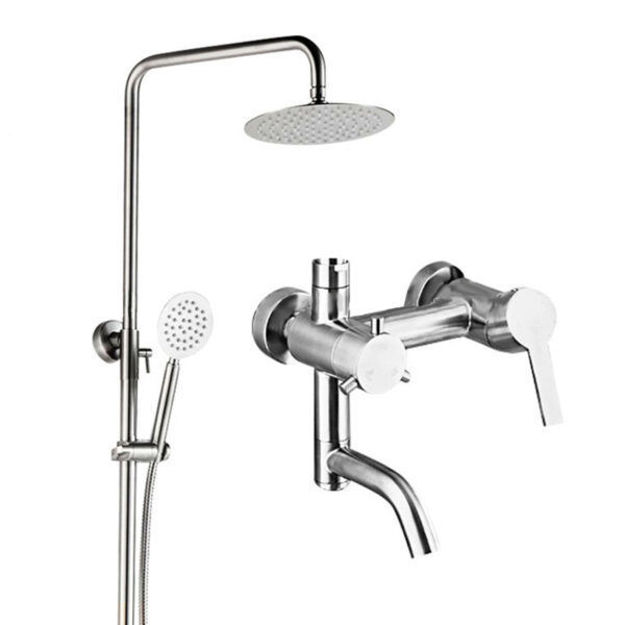 Imagen de Barral de ducha Monocomando Exterior con transferencia Milano Gris Satinado