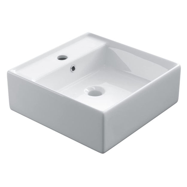 Imagen de Bacha de apoyo cuadrada 38 cm c/mesa Blanco Brillante Dmc