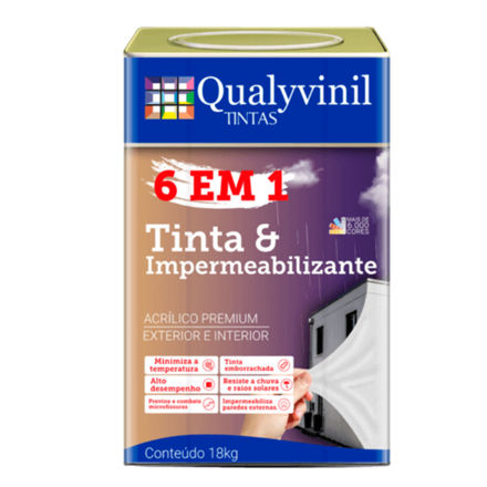 Imagen de Pintura e impermeabilizante blanco 6 en 1 Qualyvinil 15 litros
