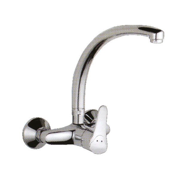 Imagen de Grifería de cocina Monocomando de pared Golf cromado