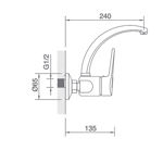 Imagen de Grifería de cocina Monocomando de pared Golf cromado