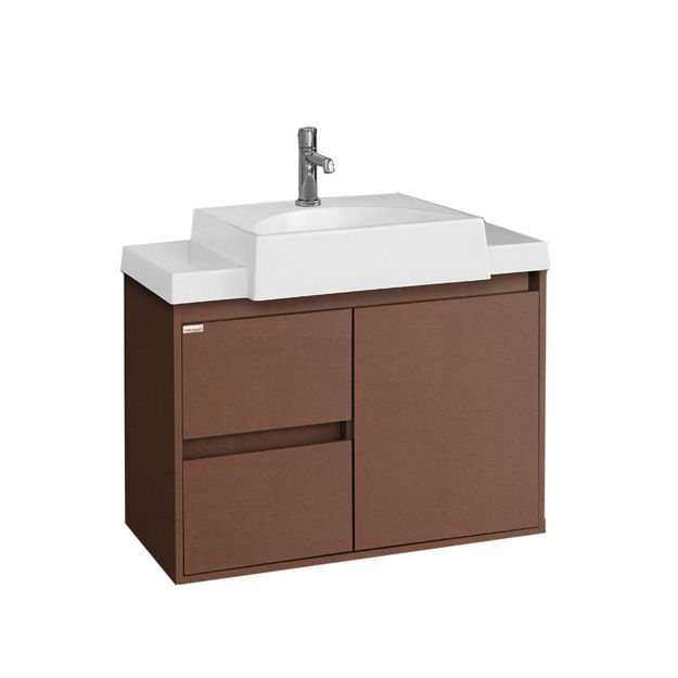 Imagen de Mueble de baño suspendido Valentina Ruggine 78 cm  Con mesada y bacha en resina natural