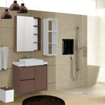 Imagen de Mueble de baño suspendido Valentina Ruggine 78 cm  Con mesada y bacha en resina natural