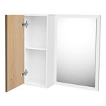 Imagen de Mueble de baño suspendido  Sophia Roble 60cm bacha de resina natural y espejo con botiquín