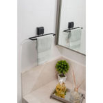 Imagen de TOALLERO CON VENTOSA CUADRADA NEGRO MATE