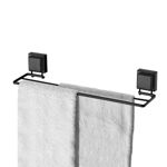 Imagen de TOALLERO 45 CM CON VENTOSA CUADRADA NEGRO MATE