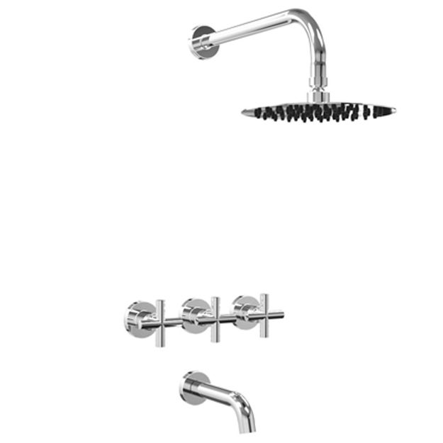 Imagen de Grifería de Ducha Bimando de embutir Sun Cruz Cromada