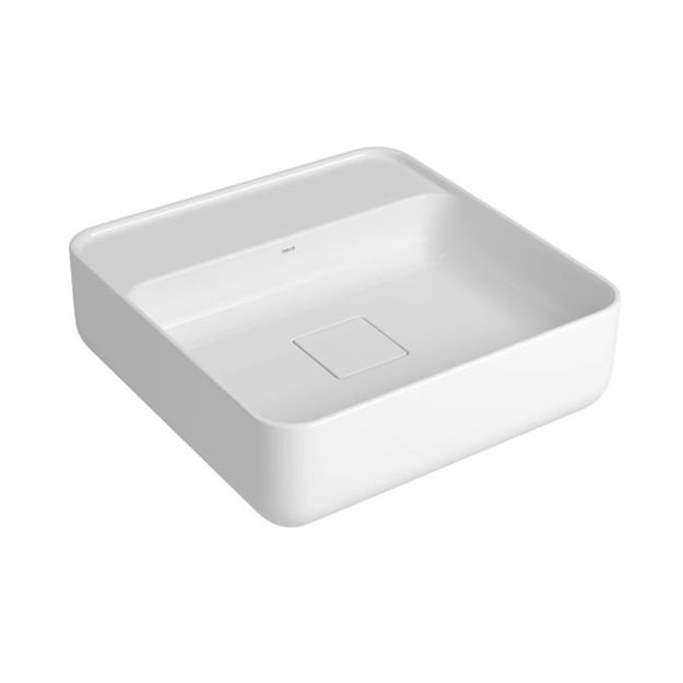 Imagen de Bacha de apoyo cuadrada 40 cm c/mesa blanca brillante Deca