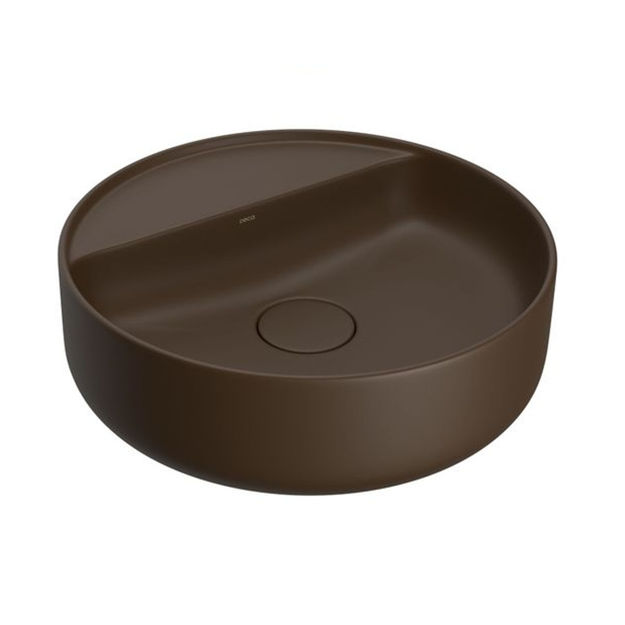 Imagen de Bacha de apoyo redonda 40 cm c/mesa marrón mate Deca