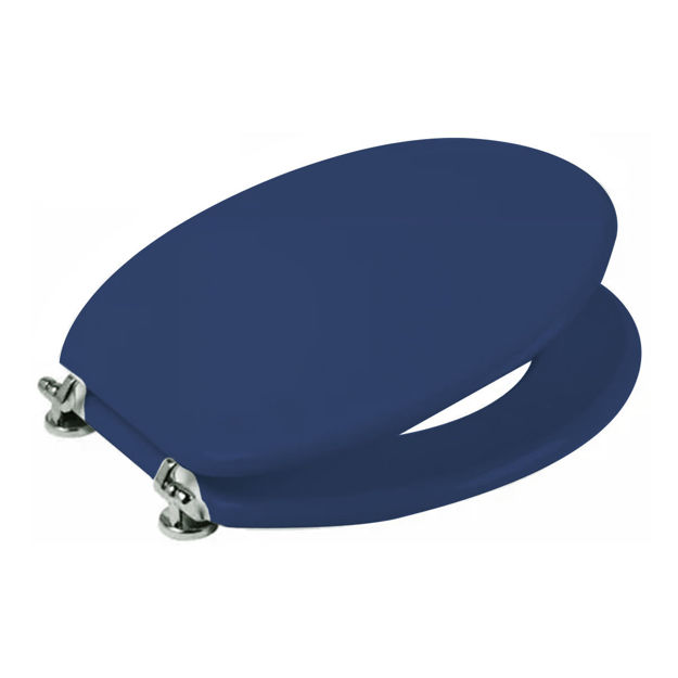Imagen de Tapa inodoro azul en MDF con herraje metálico