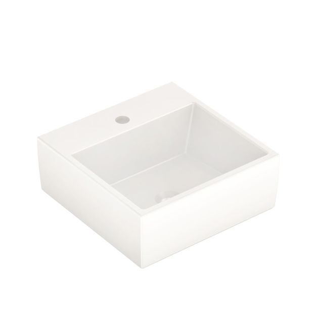 Imagen de Bacha de apoyo cuadrada 41 cm c/mesa blanco Celite