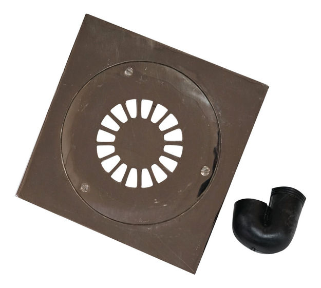 Imagen de Rejilla bronce cromada c/sifón caja plomo  15x15cm