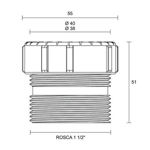 Imagen de Adaptador para válvulas lisas 50mm x 1 1/2"