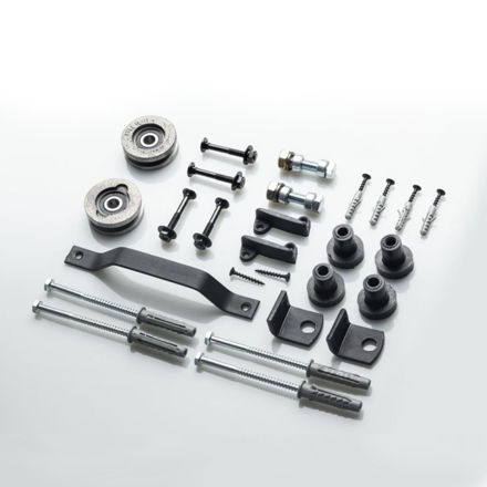 Imagen de kit puerta de granero con riel de 2 metros