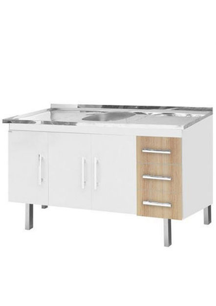 Imagen de Mueble de cocina bajo mesada 160 cm Roble y blanco