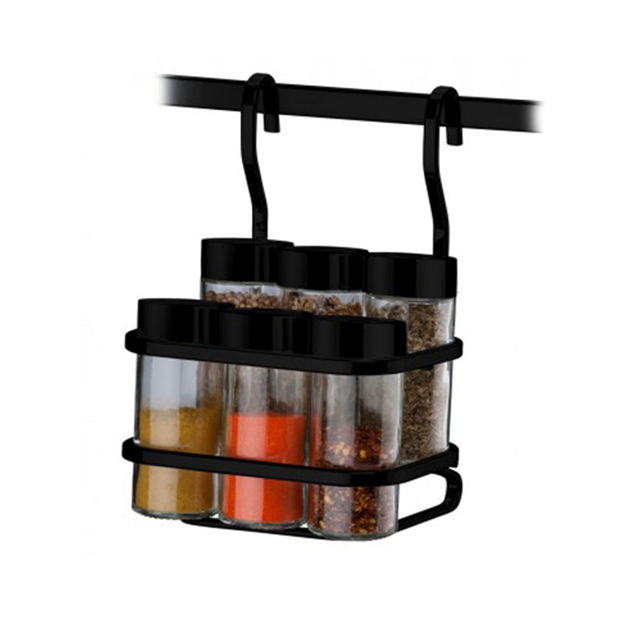 Imagen de CONJUNTO PORTA CONDIMENTOS 7 PIEZAS NEGRO MATE