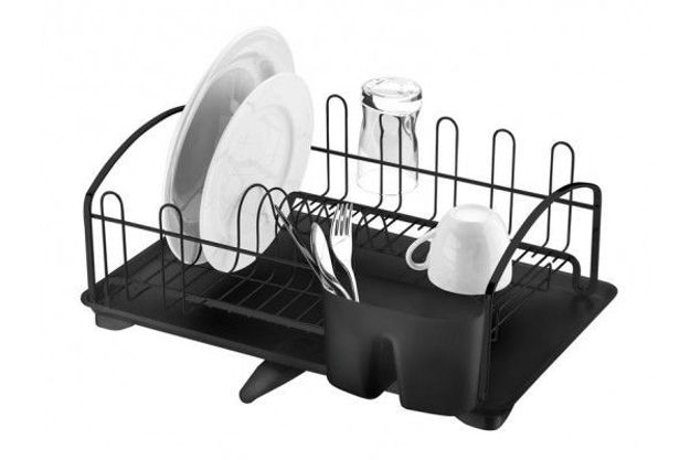 Imagen de ESCURREPLATOS CON BANDEJA NEGRO MATE BAJO