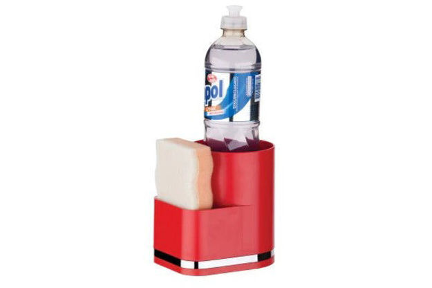 Imagen de SOPORTE PARA DETERGENTE Y ESPONJA ROJO