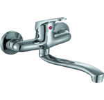 Imagen de Grifería de cocina Monocomando de pared Golf Pico bajo Gris