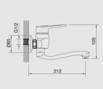 Imagen de Grifería de cocina Monocomando de pared Golf Pico bajo Gris