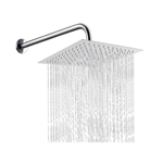 Imagen de Roseta y brazo de ducha cuadrado 20x20 cm acero 201