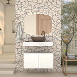 Imagen de Mueble de baño suspendido en porcelanato Peri Blanco marmolado Pulido 80 cm sin bacha