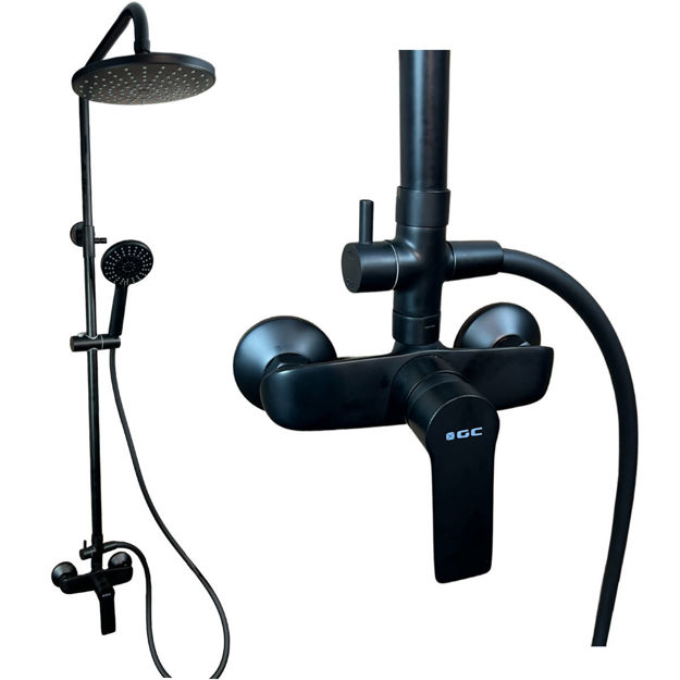 Imagen de Barral de ducha monocomando Exterior con transferencia Blaster Negro Mate