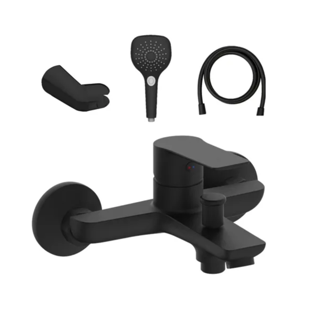 Imagen de Grifería de ducha Monocomando Exterior con transferencia Blaster Negro Mate