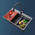 Imagen de Pileta de cocina DREAM simple grande Negra 75x45x21cm
