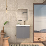 Imagen de Mueble de baño suspendido Aster gris 60cm con bacha de resina