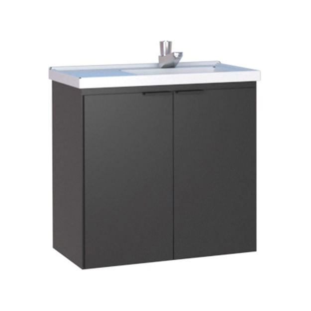 Imagen de Mueble de baño suspendido Aster negro 60cm con bacha de resina