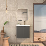 Imagen de Mueble de baño suspendido Aster negro 60cm con bacha de resina