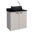 Imagen de Mueble de baño suspendido Aster beige 60 cm mesada granito negro sin bacha