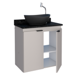 Imagen de Mueble de baño suspendido Aster beige 60 cm mesada granito negro sin bacha