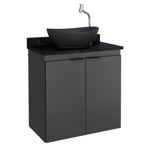Imagen de Mueble de baño suspendido Aster negro 60 cm mesada granito sin bacha