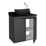 Imagen de Mueble de baño suspendido Aster negro 60 cm mesada granito sin bacha
