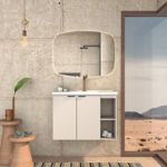 Imagen de Mueble de baño suspendido Aster beige 80cm con bacha de resina