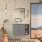 Imagen de Mueble de baño suspendido Aster gris 80cm con bacha de resina