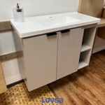 Imagen de Mueble de baño suspendido Aster gris 80cm con bacha de resina