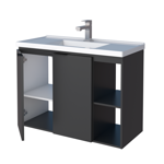 Imagen de Mueble de baño suspendido Aster negro 80cm con bacha de resina
